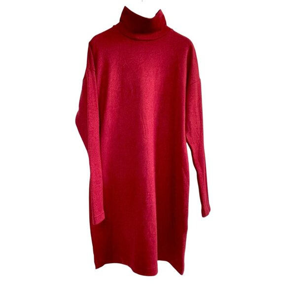 Uniqlo Sweater Dress Cranberry Knit Long Sleeve Turtleneck Midi Women's Size XS - Picture 4 of 15